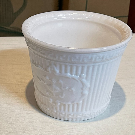 White glass pot