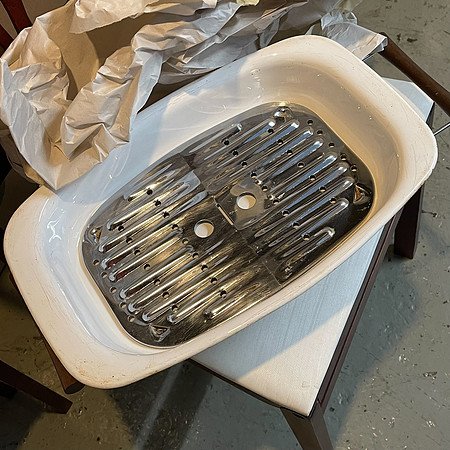 White Dish w/ metal tray