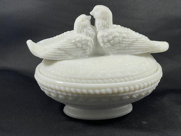 Westmoreland milk glass love birds