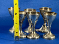 Sterling decanter & six goblets c 1920s (4/4)