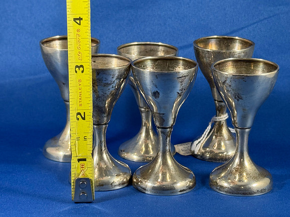 Sterling decanter & six goblets c 1920s (4/4)