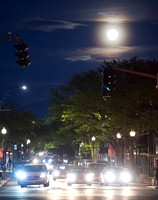 Davis Square at night